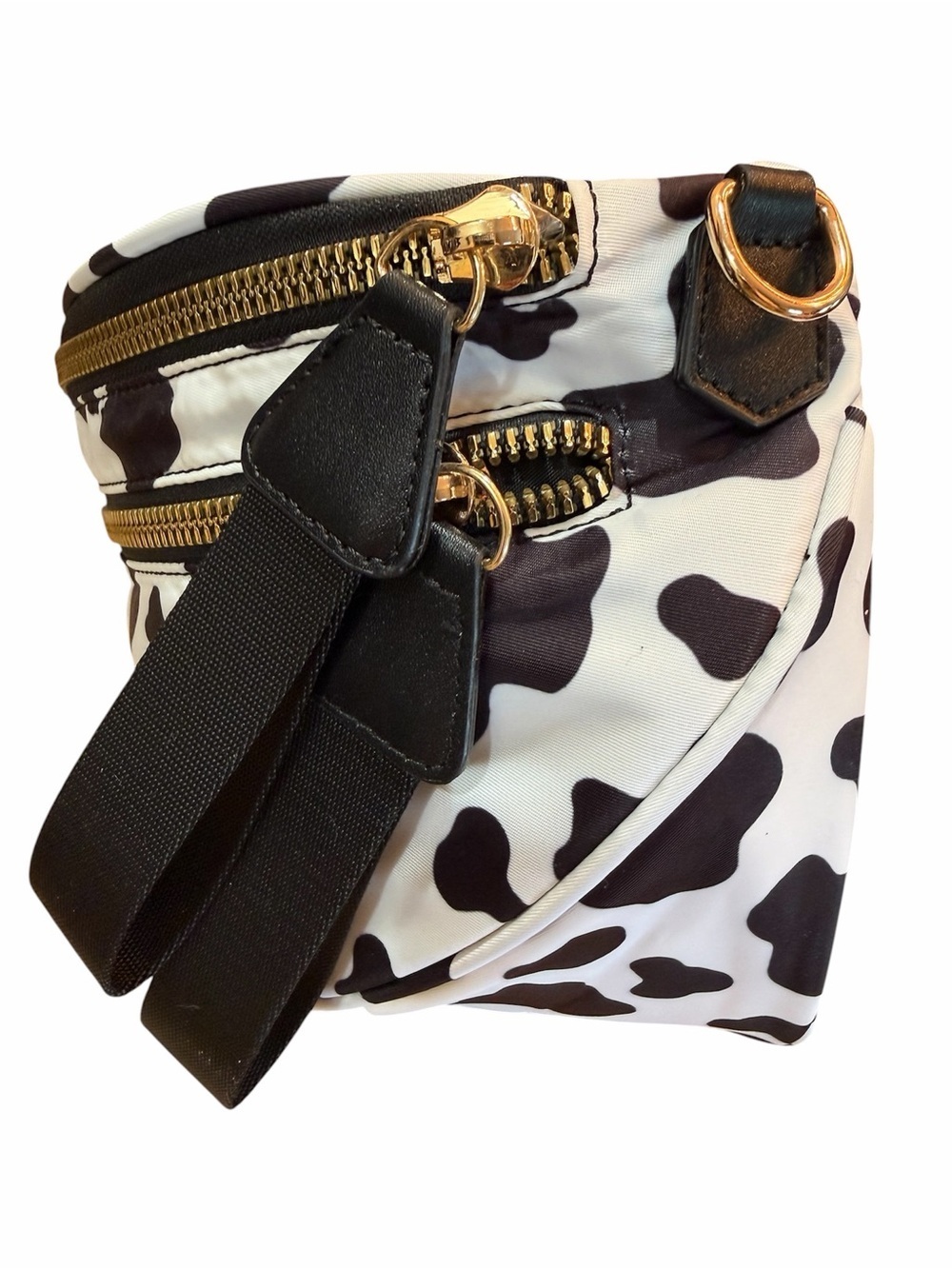 Cow Print Black and White Women's Belt Bag - Picture 3 of 5